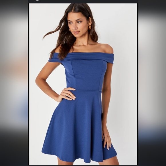 Lulus Off Shoulder Skater Dress Size Small - Picture 1 of 12